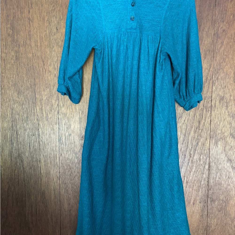 Joyce Ewing Bradley Teal Button-Up Maternity Midi Dress